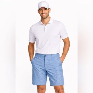 FootJoy FJ Golf Shorts Blue Paisley Chambray Stretch W34 Flat Front